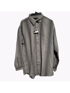 Knights Sportswear Button Up Shirt Mens Large Gray Striped Long Sleeve New